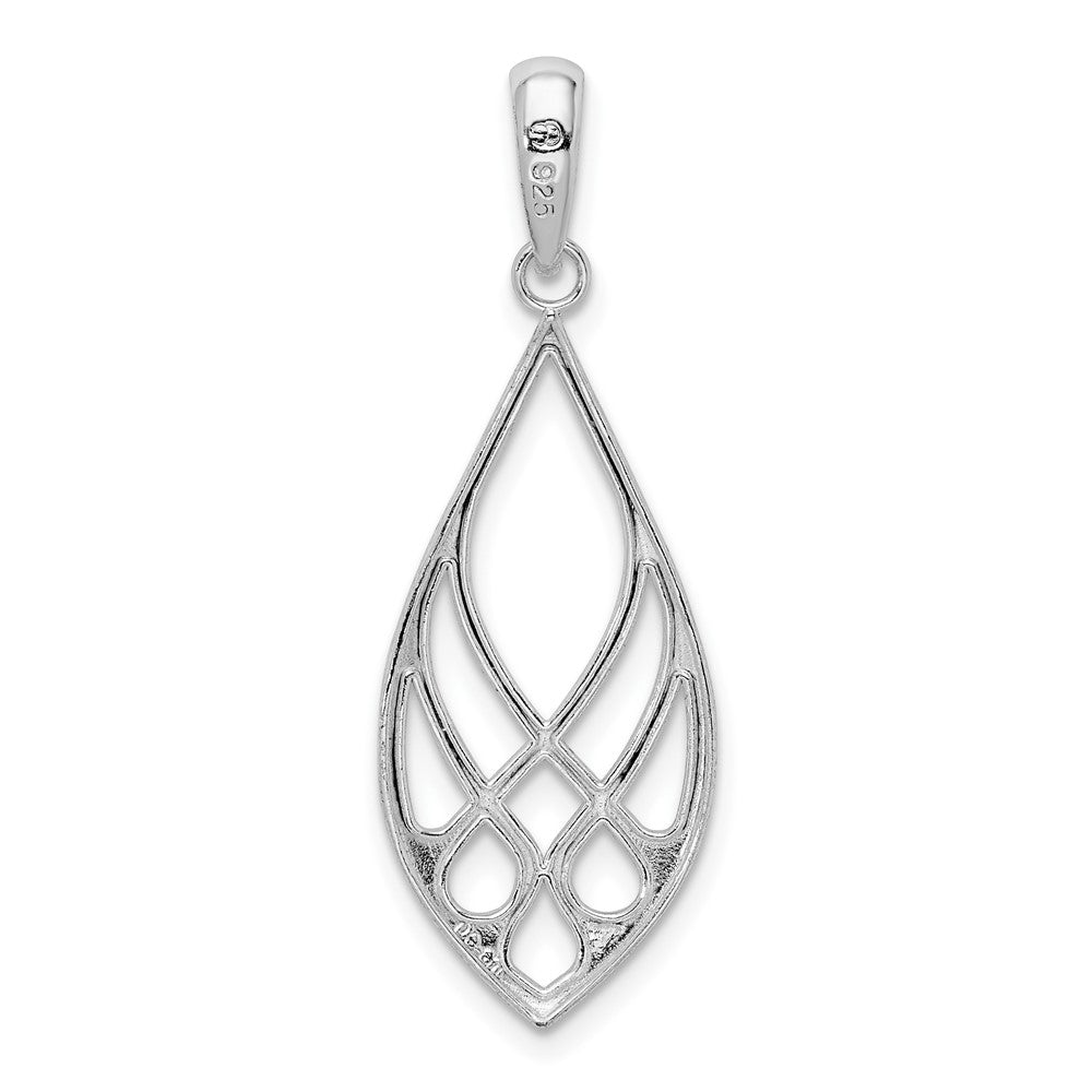 Sterling Silver Rhodium-plated Polished Teardrop Celtic Knot Pendant