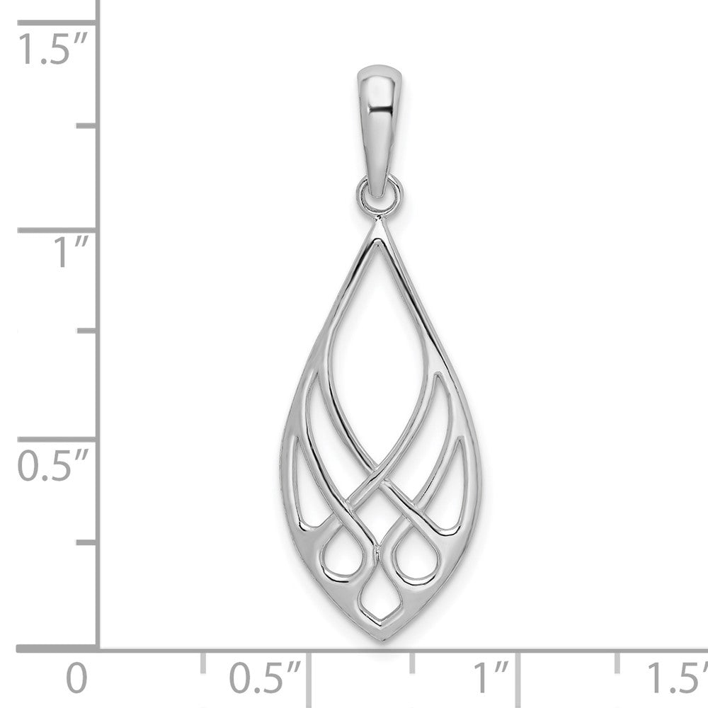Sterling Silver Rhodium-plated Polished Teardrop Celtic Knot Pendant