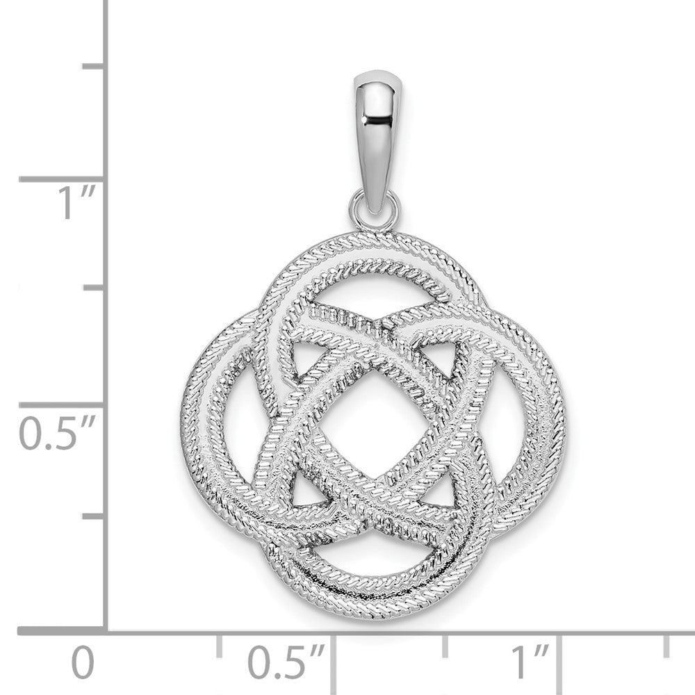 Sterling Silver Rhod-plated Polished Celtic Circle Eternity Knot Pendant