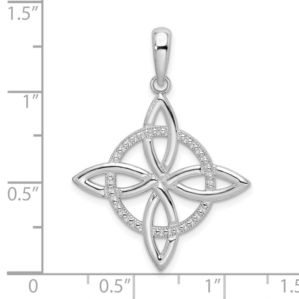 Sterling Silver Rhodium-plated Polished Celtic Eternity Knot Pendant