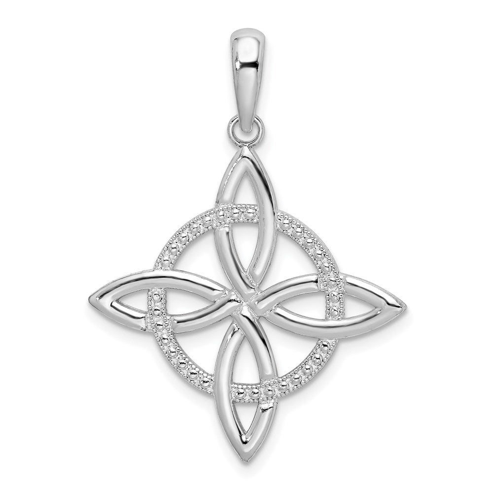 Sterling Silver Rhodium-plated Polished Celtic Eternity Knot Pendant