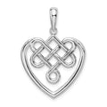 Sterling Silver Rhodium-plated Polished Celtic Knot Heart Pendant