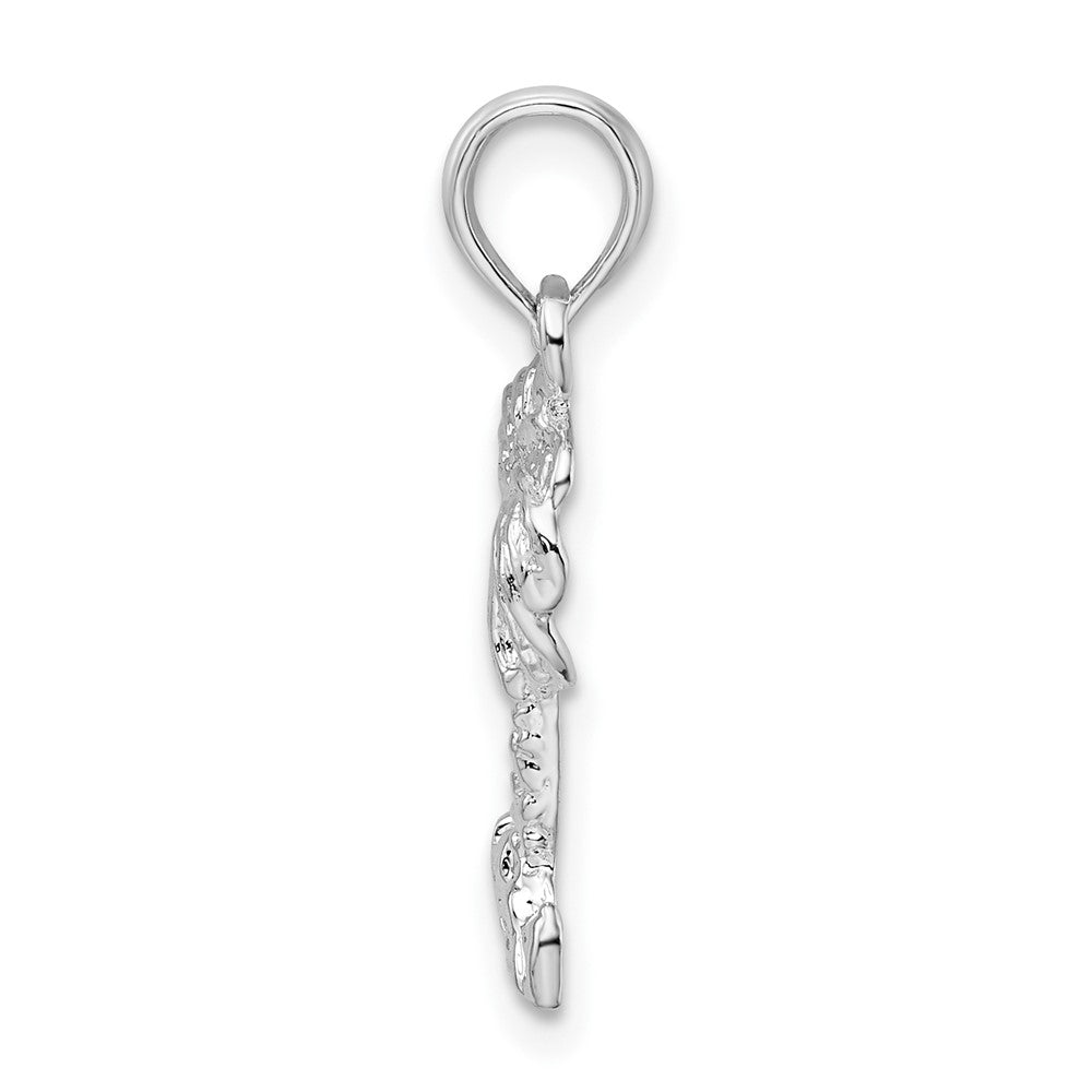 Sterling Silver Rhodium-plated Polished Palm Tree Pendant
