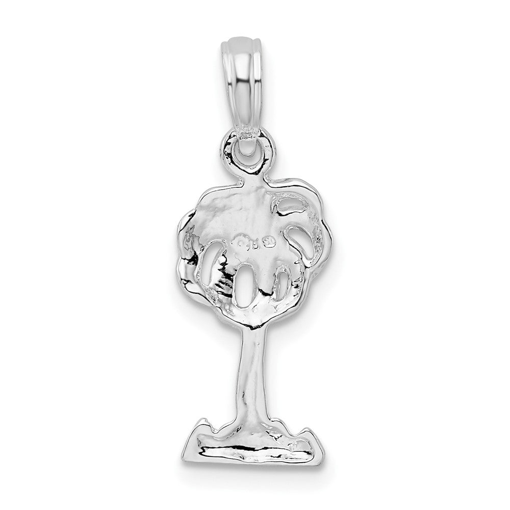 Sterling Silver Rhodium-plated Polished Palm Tree Pendant