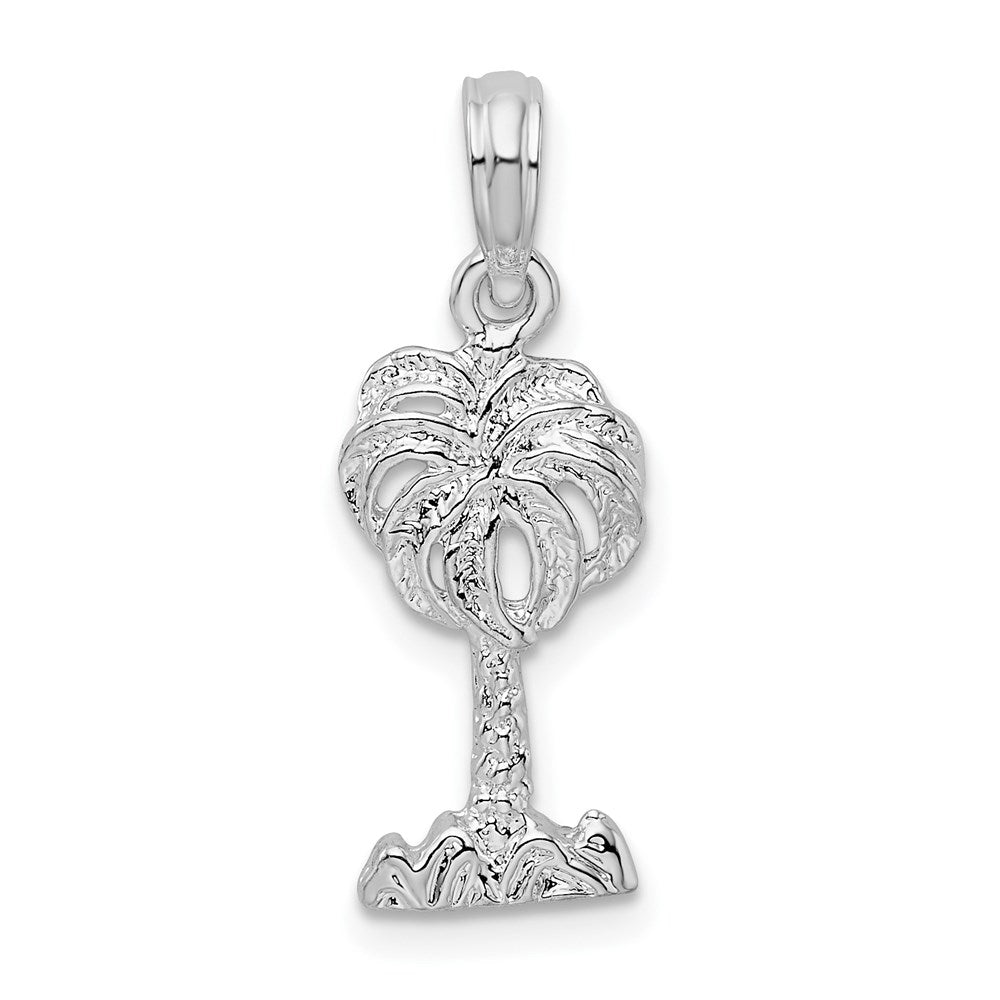 Sterling Silver Rhodium-plated Polished Palm Tree Pendant