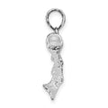 Sterling Silver Rhodium-plated Polished Bass Fish Curved Tail Pendant