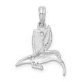 Sterling Silver Rhodium-plated Polished Hummingbird Pendant