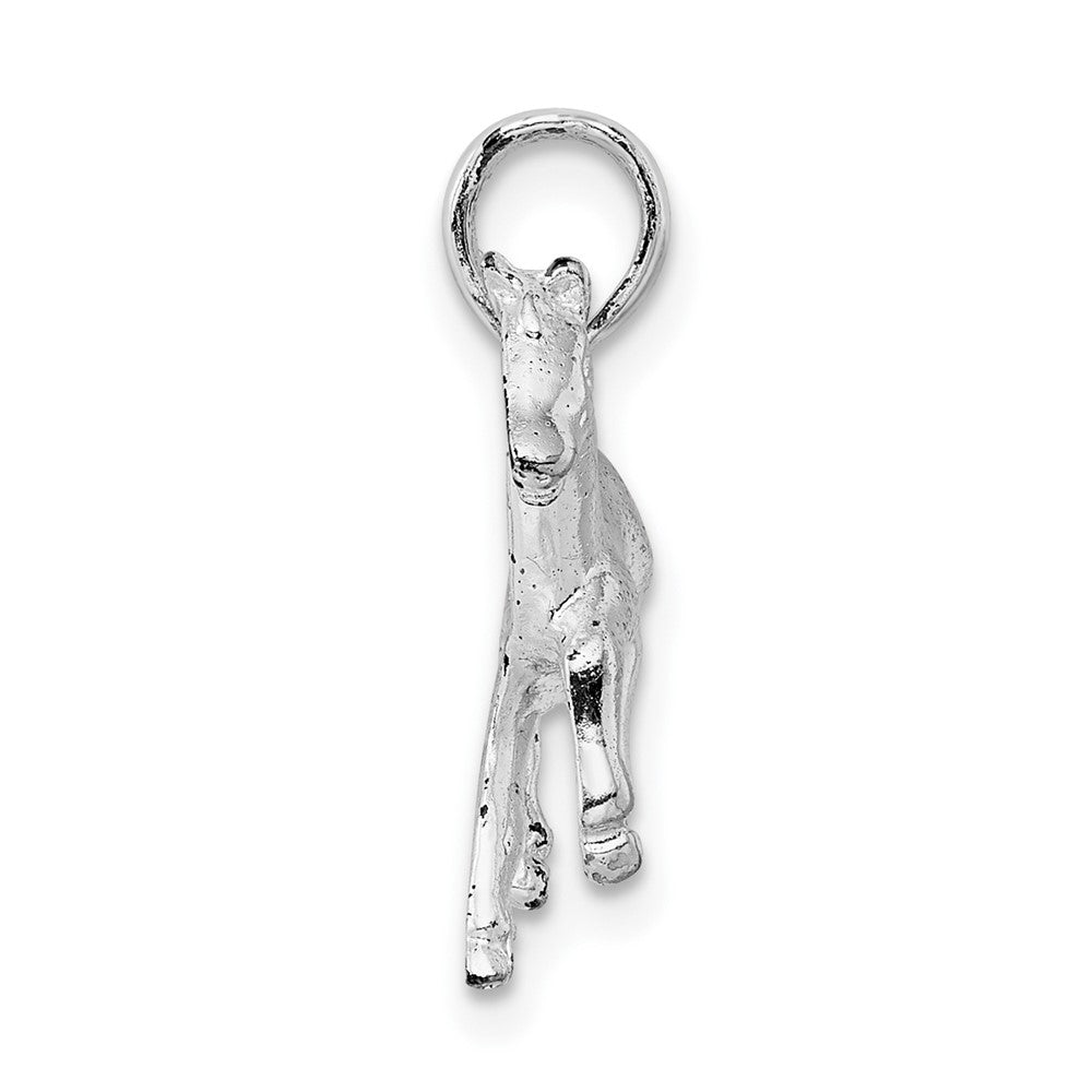 Sterling Silver Rhodium-plated Polished Galloping Horse Pendant
