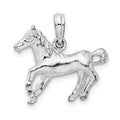 Sterling Silver Rhodium-plated Polished Galloping Horse Pendant