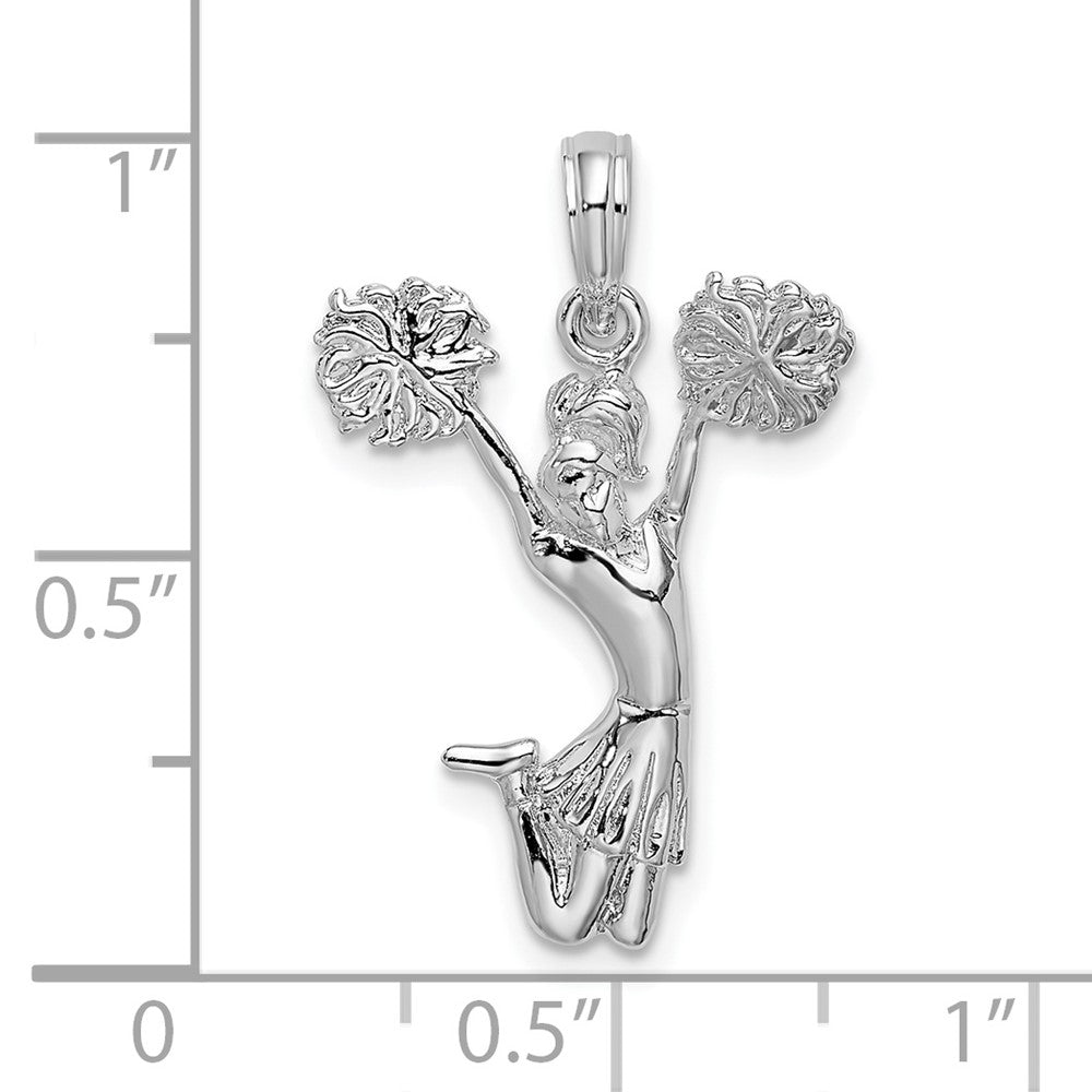 Sterling Silver Rhodium-plated Polished Cheer Leader Pendant