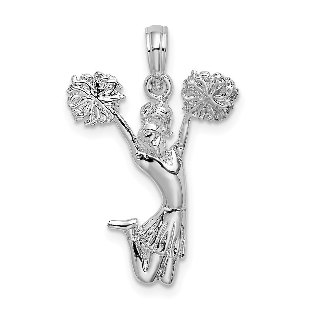 Sterling Silver Rhodium-plated Polished Cheer Leader Pendant