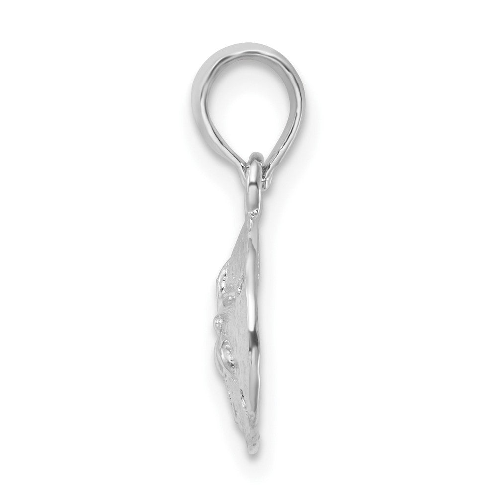 Sterling Silver Rhod-plated Polished/Textured Small Sand Dollar Pendant
