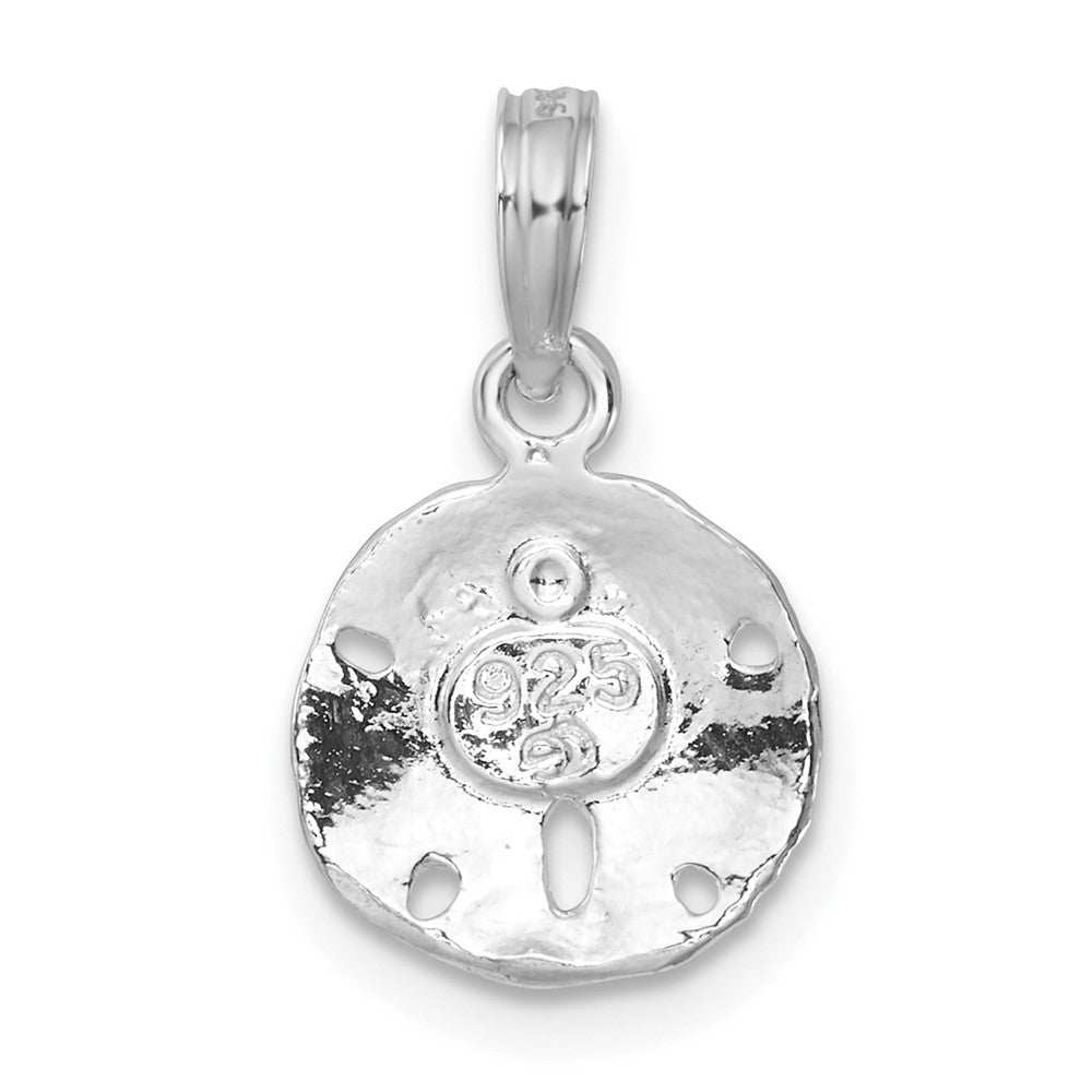 Sterling Silver Rhod-plated Polished/Textured Small Sand Dollar Pendant