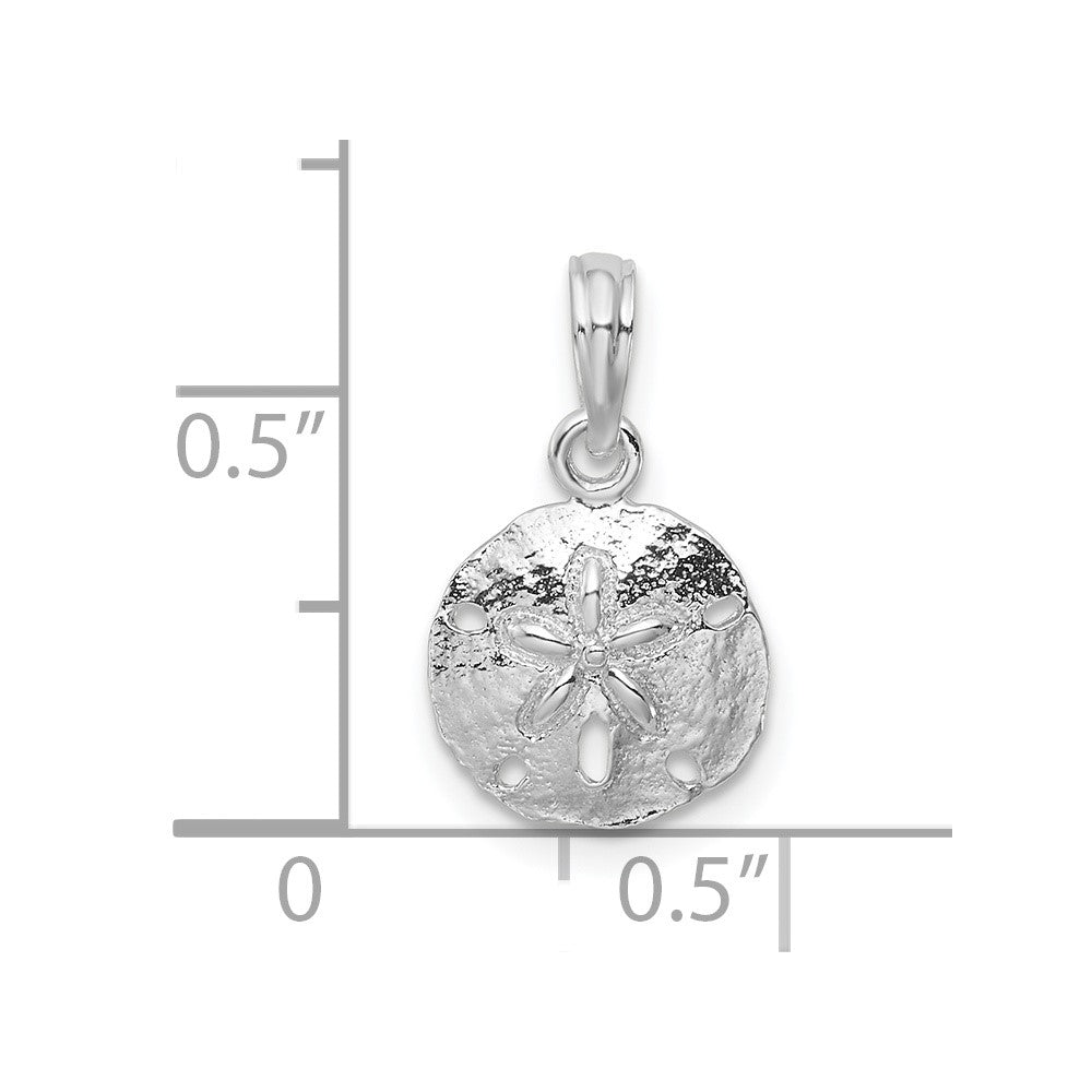 Sterling Silver Rhod-plated Polished/Textured Small Sand Dollar Pendant