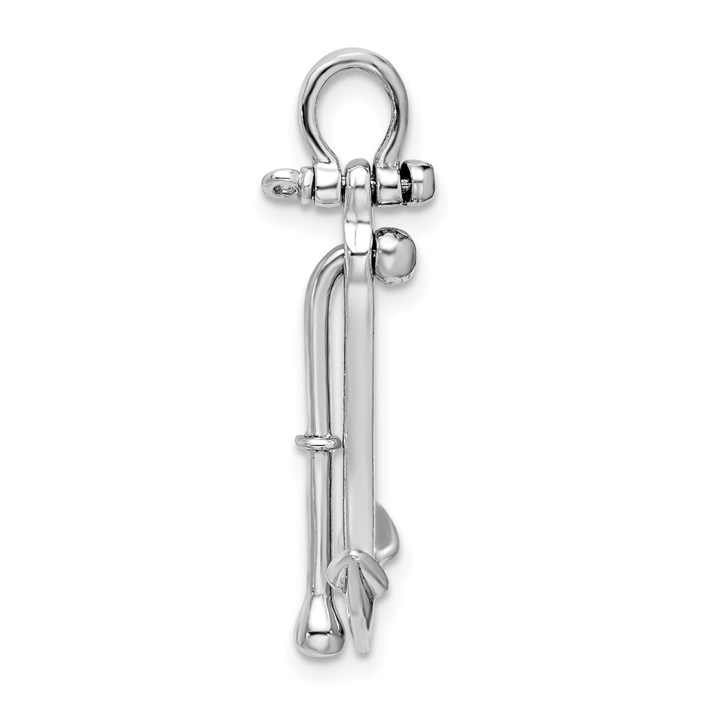 Sterling Silver Rhod-plated Polished 3D 2-Piece Moveable Kedge Anchor
