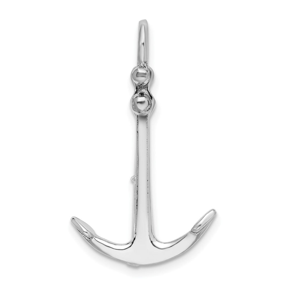Sterling Silver Rhod-plated Polished 3D 2-Piece Moveable Kedge Anchor