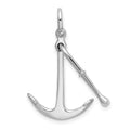 Sterling Silver Rhod-plated Polished 3D 2-Piece Moveable Kedge Anchor