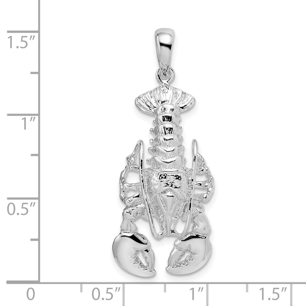 Sterling Silver Rhodium-plated Polished Moveable Lobster Pendant