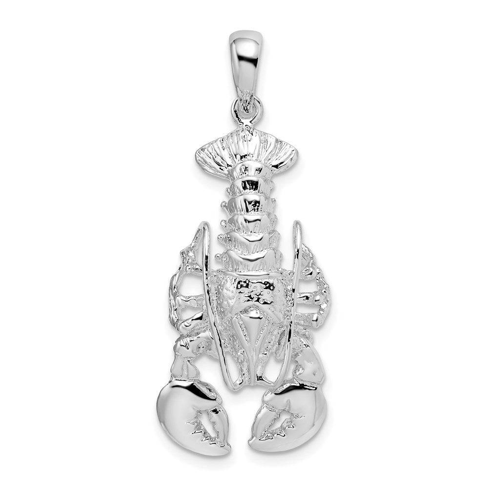 Sterling Silver Rhodium-plated Polished Moveable Lobster Pendant