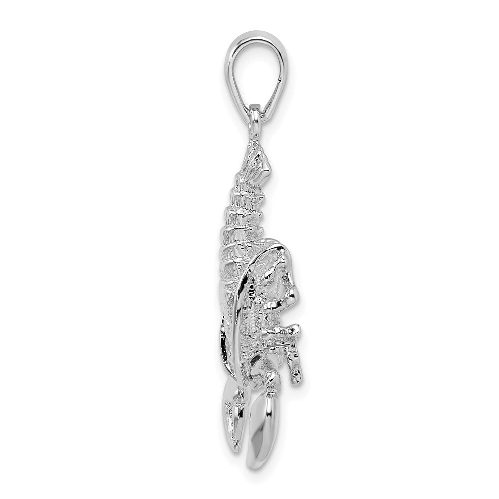 Sterling Silver Rhodium-plated Polished Moveable Lobster Pendant