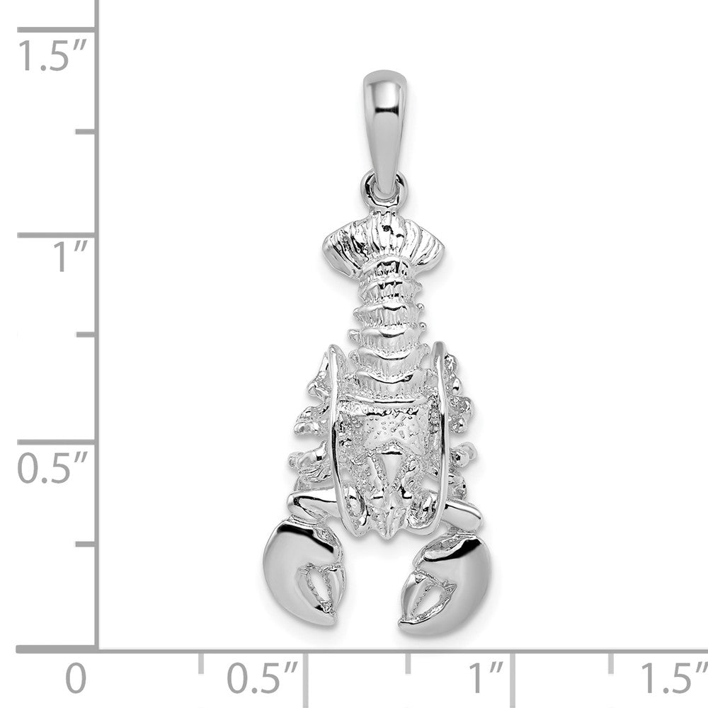 Sterling Silver Rhodium-plated Polished Moveable Lobster Pendant