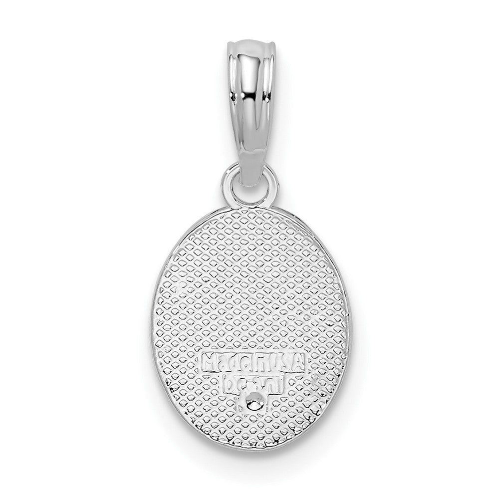 Sterling Silver Polished/Textured Fleur de Lis Small Oval Pendant
