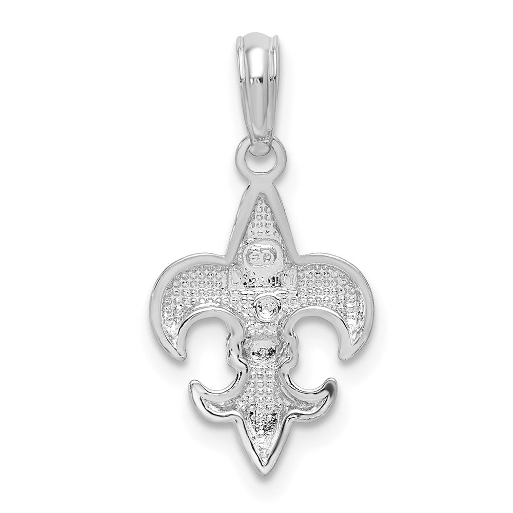 Sterling Silver Rhodium-plated Polished Fleur de lis Pendant