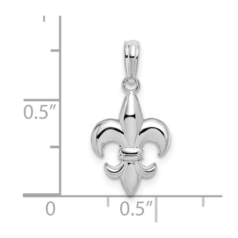 Sterling Silver Rhodium-plated Polished Fleur de lis Pendant
