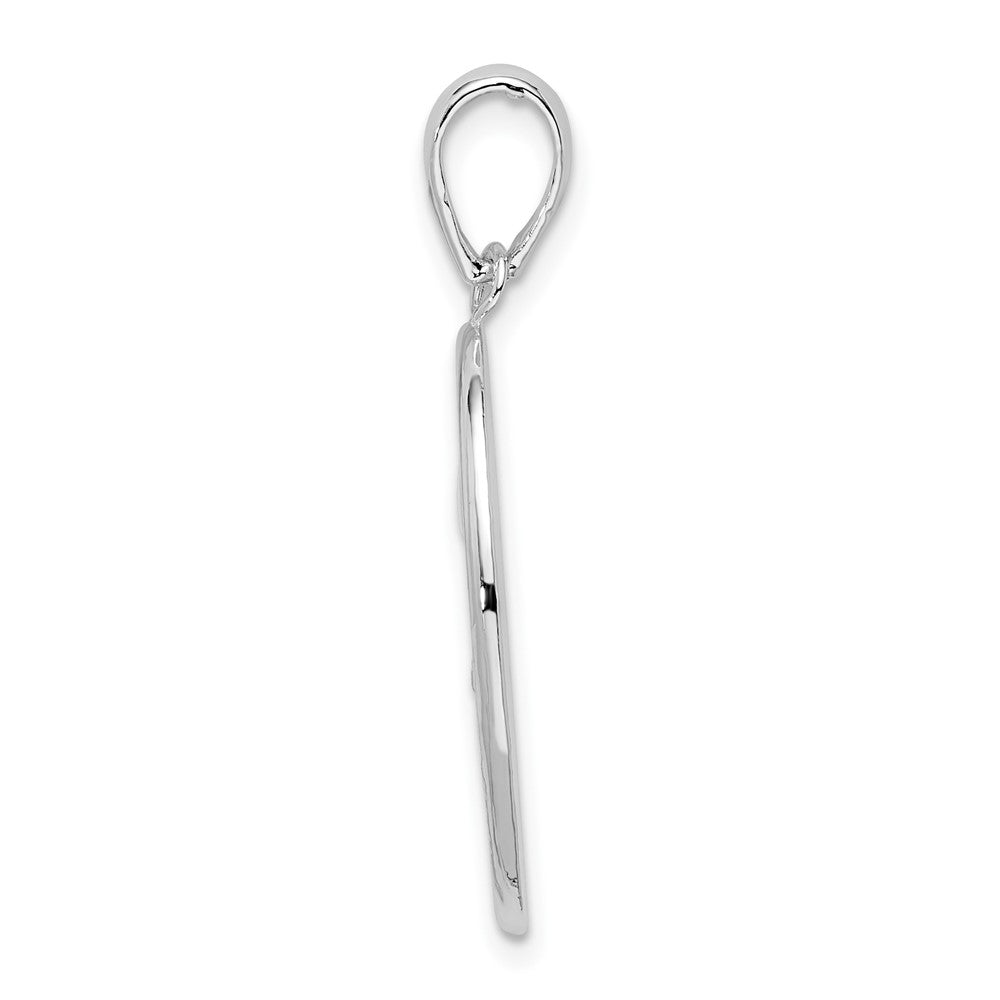 Sterling Silver Rhod-plated Polished/Textured Fleur de Lis Oval Pendant
