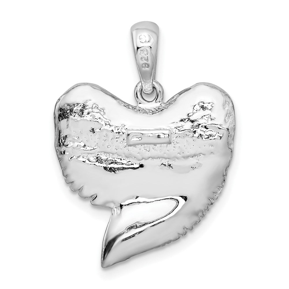Sterling Silver Rhodium-plated Polished/Textured Shark Tooth Pendant