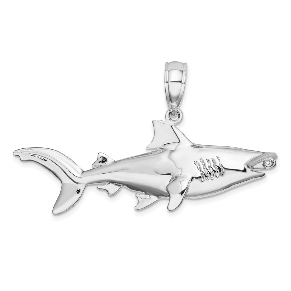 Sterling Silver Rhod-plated Polished 3D Hammer Head Shark Pendant