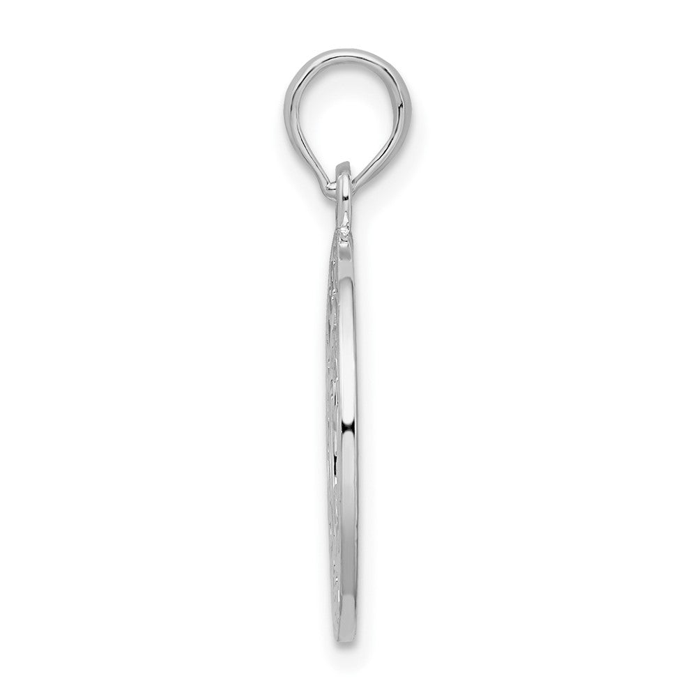 Sterling Silver Rhodium-plated Virginia Beach w/Dolphins Circle Pendant
