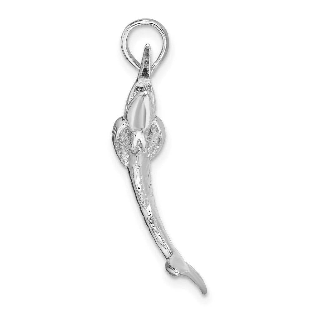 Sterling Silver Rhodium-plated Polished 3D Blue Marlin Pendant