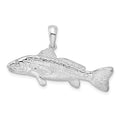 Sterling Silver Rhodium-plated Polished 3D Red Fish Pendant