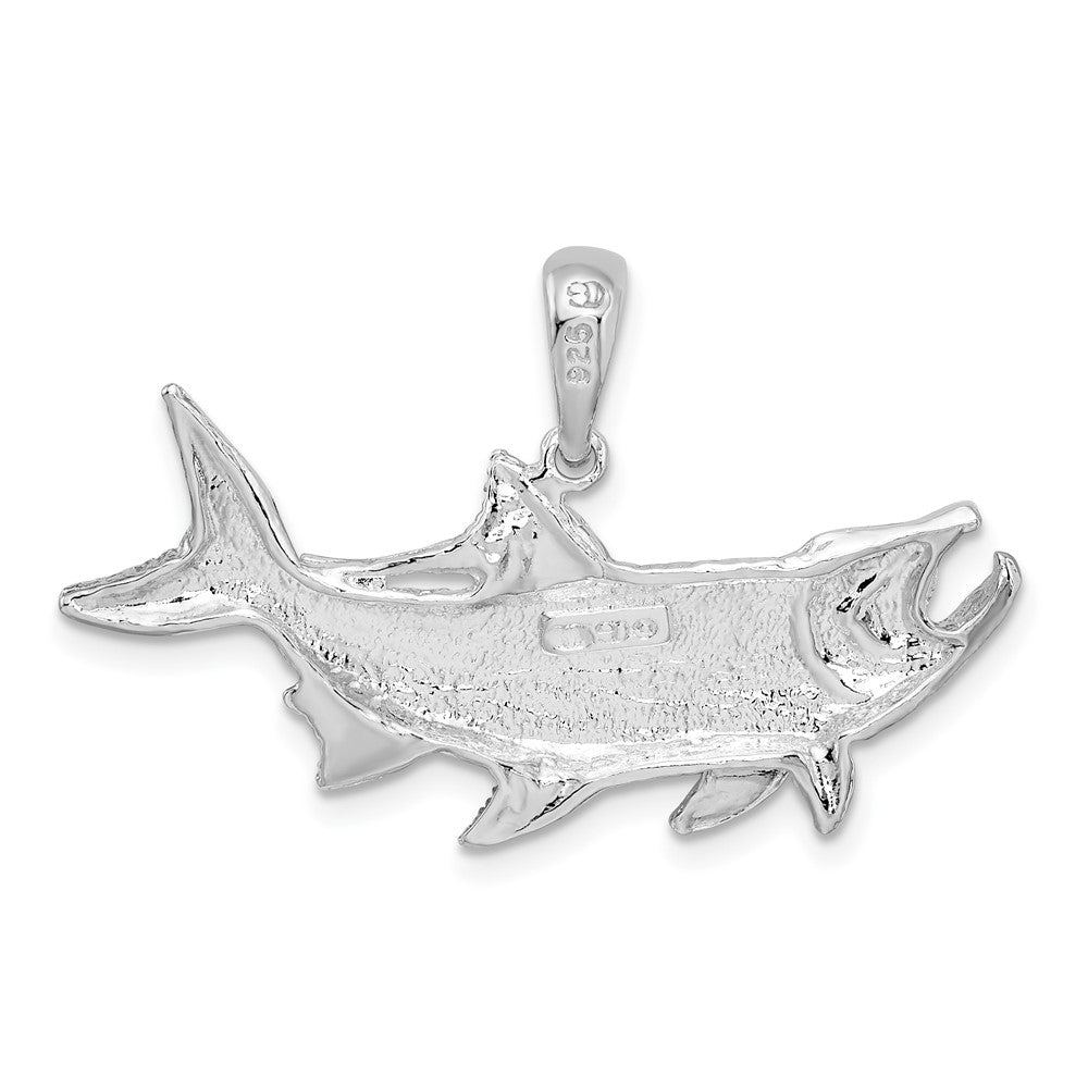 Sterling Silver Rhodium-plated Polished Tarpon Fish Pendant