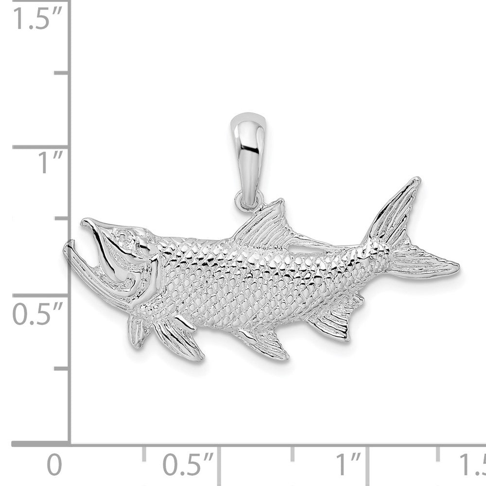 Sterling Silver Rhodium-plated Polished Tarpon Fish Pendant
