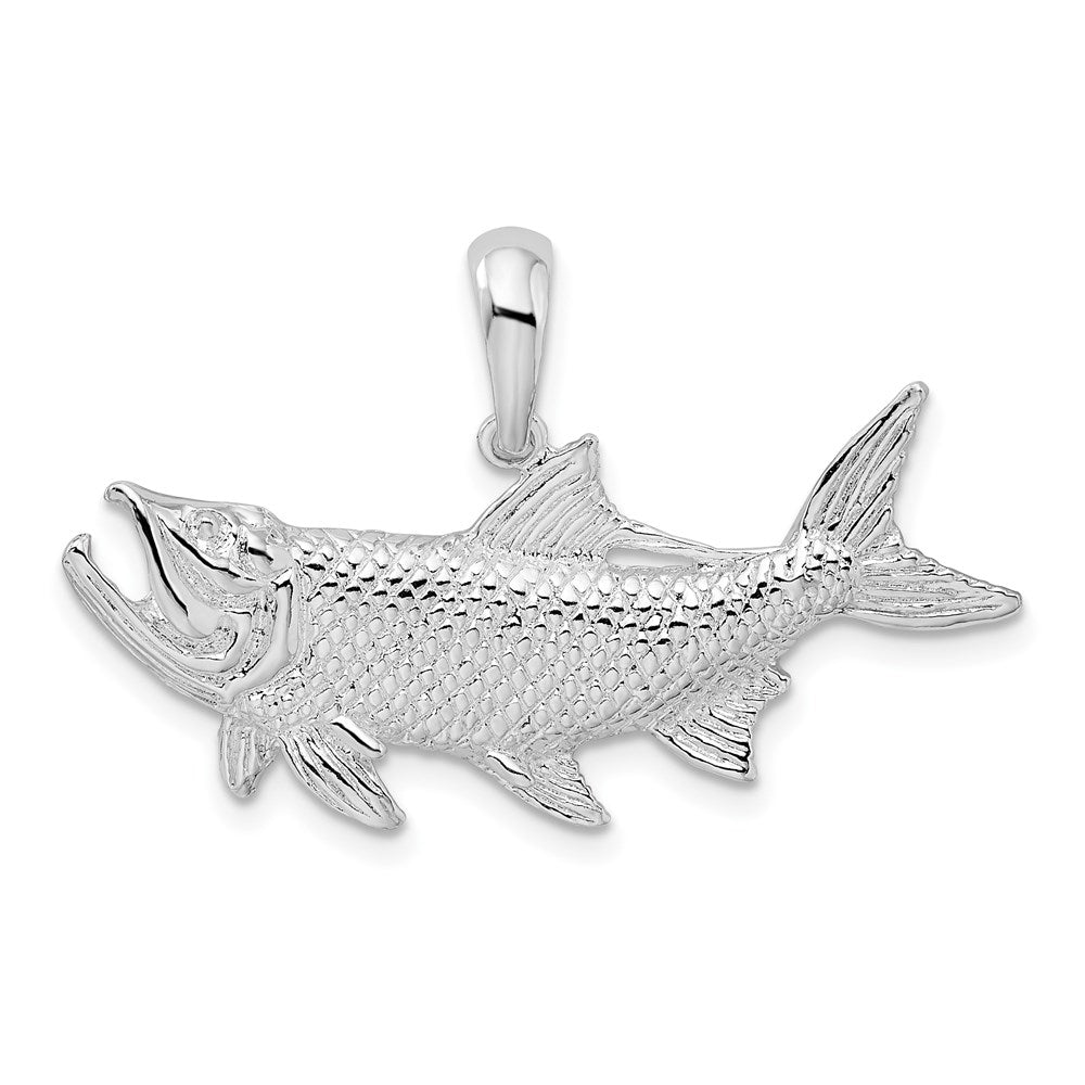 Sterling Silver Rhodium-plated Polished Tarpon Fish Pendant
