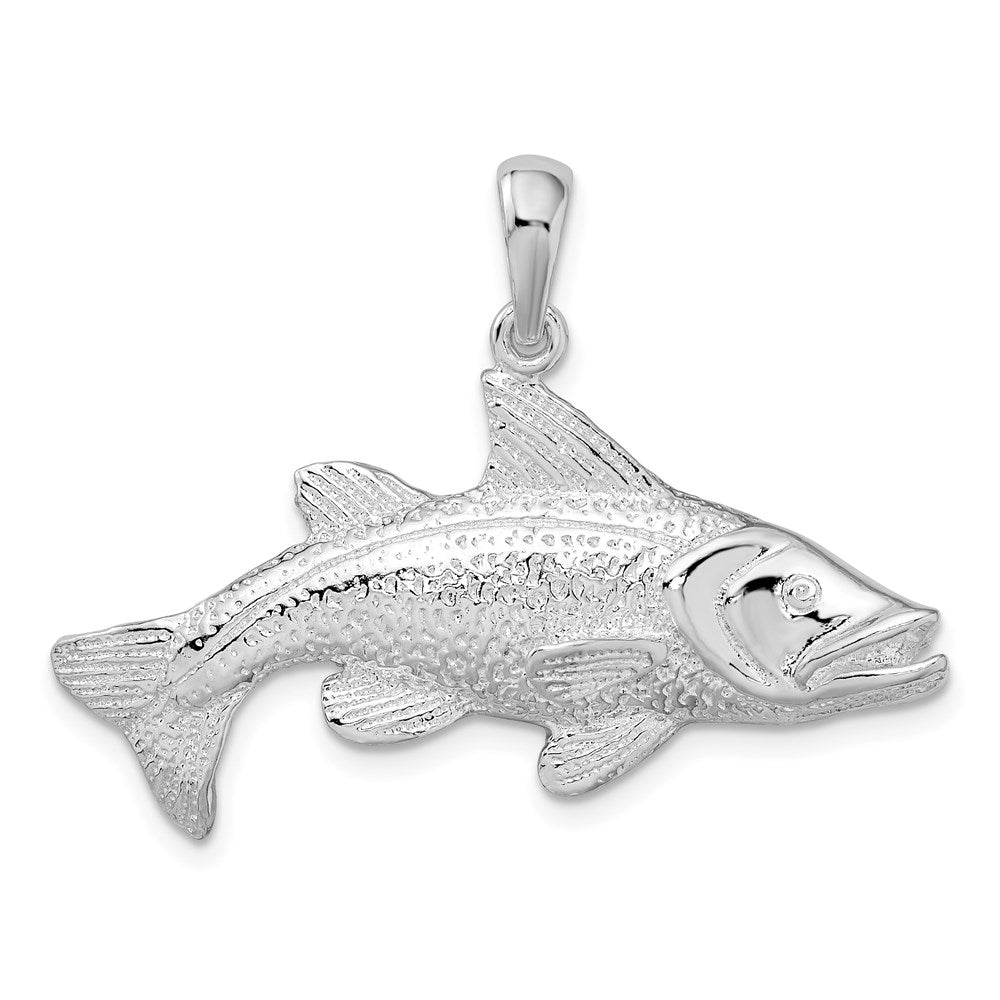 Sterling Silver Rhodium-plated Polished Red Fish Pendant
