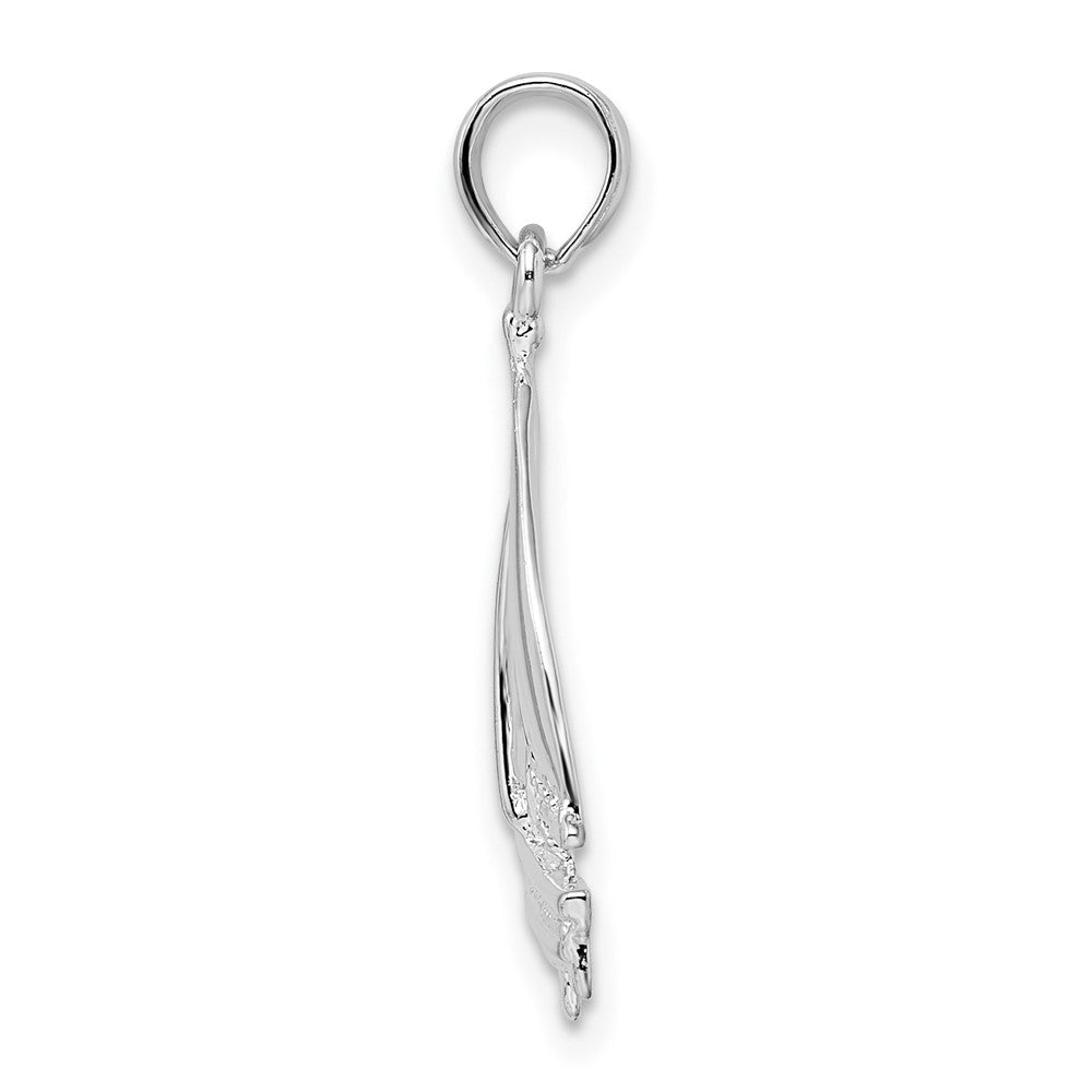 Sterling Silver Rhodium-plated Polished Sailboat Pendant