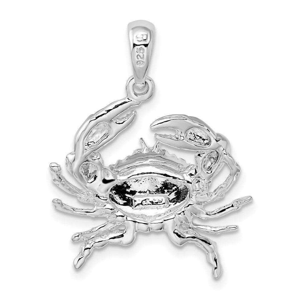 Sterling Silver Rhodium-plated Polished Stone Crab Pendant