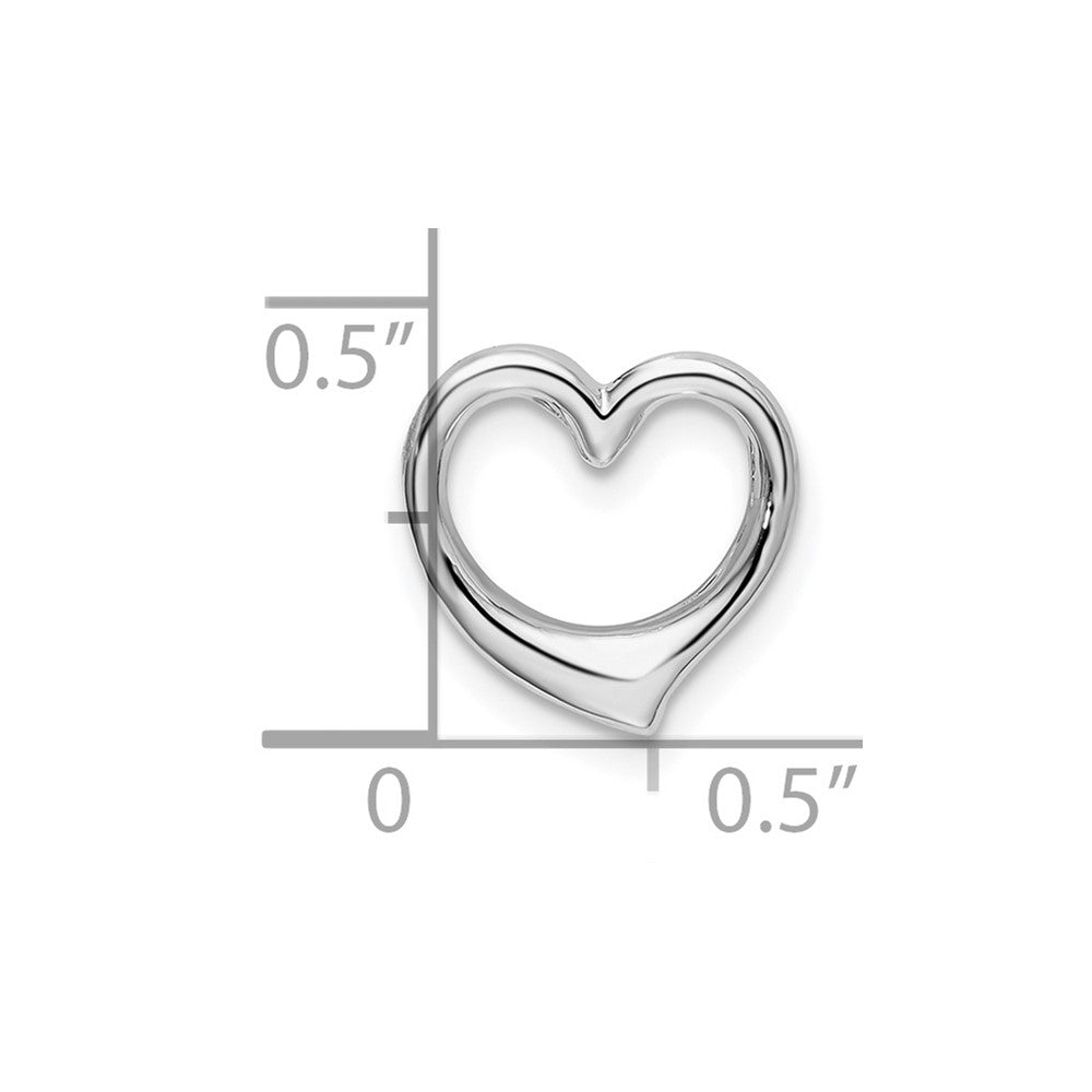 Sterling Silver Rhodium-plated Polished Heart Slide