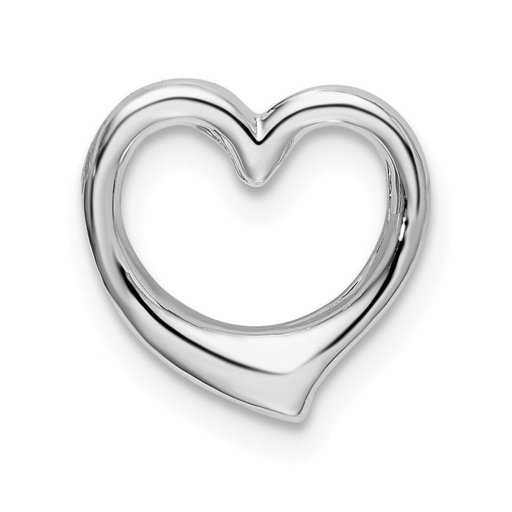 Sterling Silver Rhodium-plated Polished Heart Slide