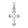 Sterling Silver Polished Budded Cross Small Pendant