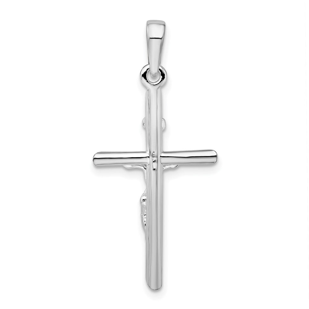Sterling Silver Rhodium-plated Polished Crucifix Cross Pendant