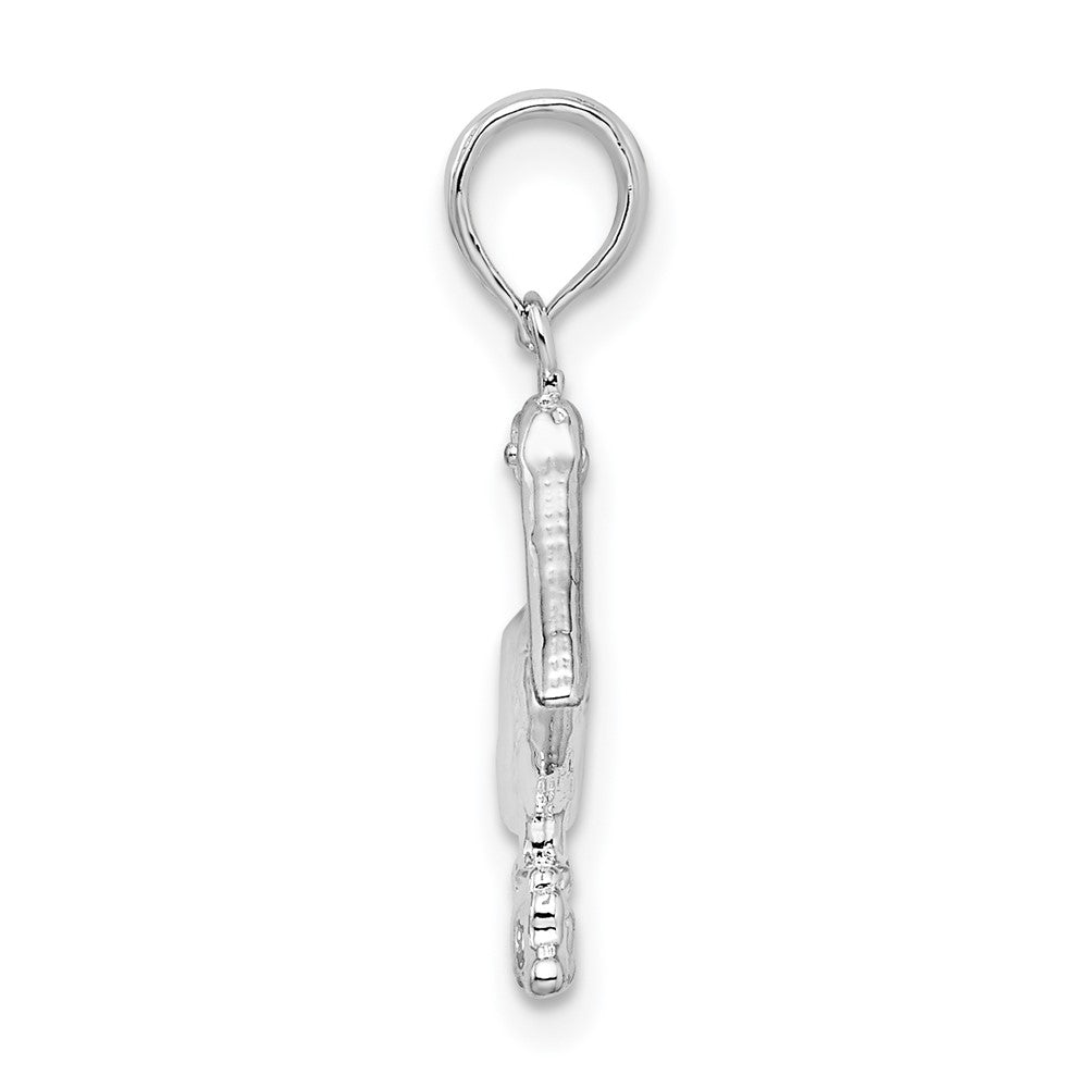 Sterling Silver Rhodium-plated Polished 3D Pelican Pendant