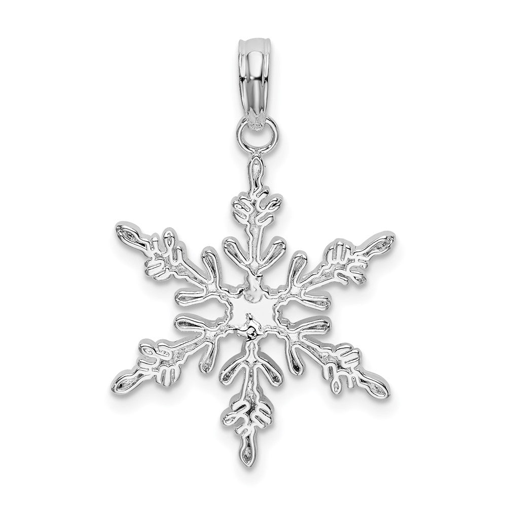 Sterling Silver Rhodium-plated Polished Snowflake Pendant