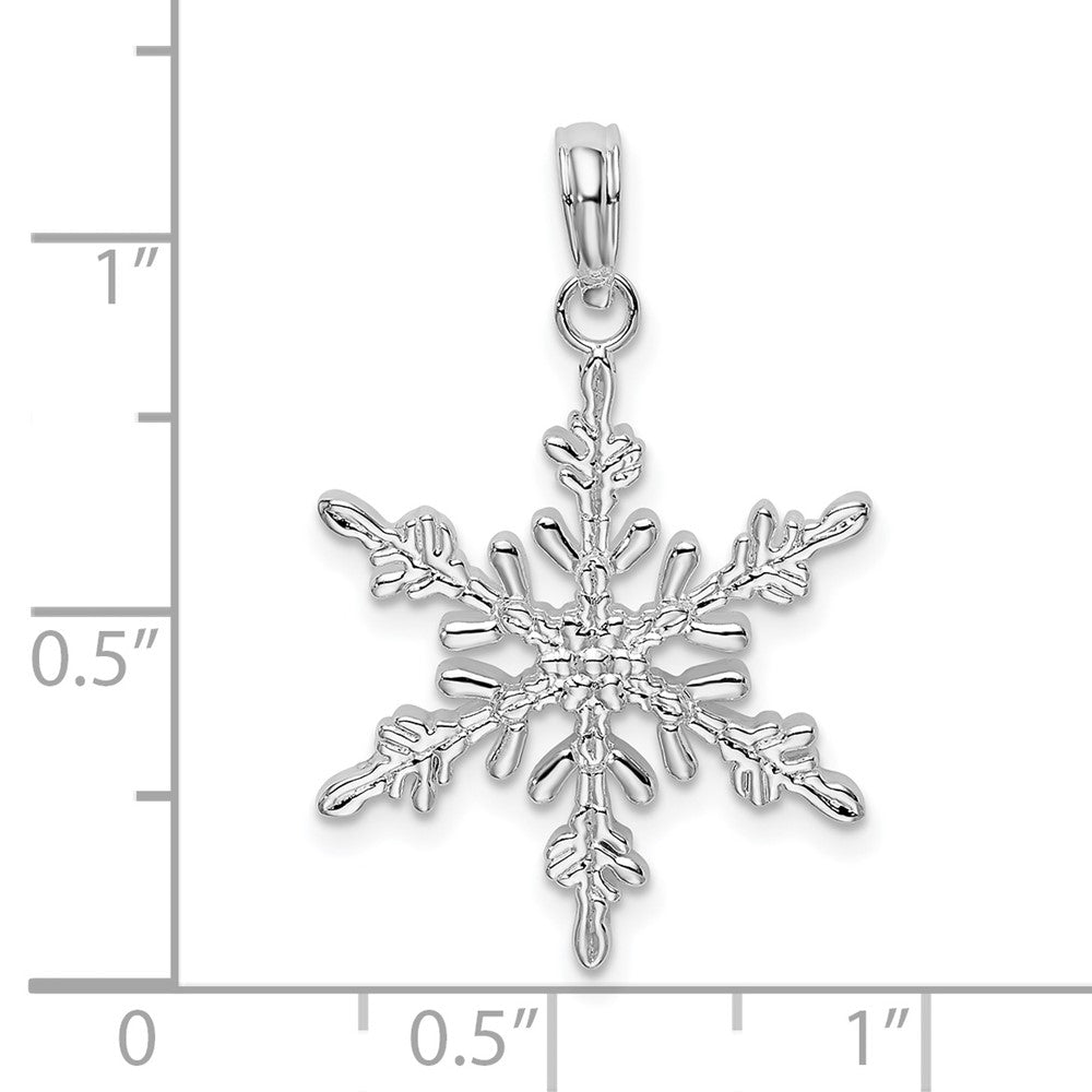 Sterling Silver Rhodium-plated Polished Snowflake Pendant