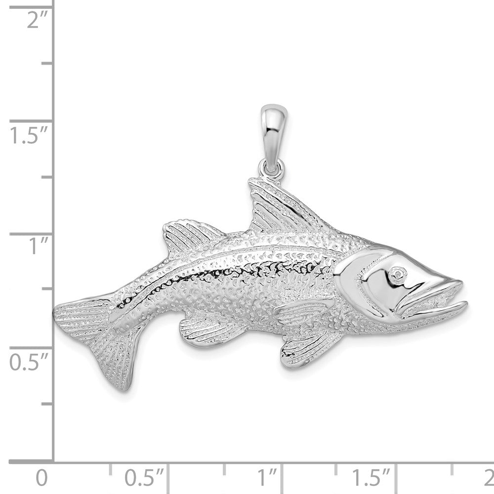 Sterling Silver Rhodium-plated Polished Red Fish Pendant