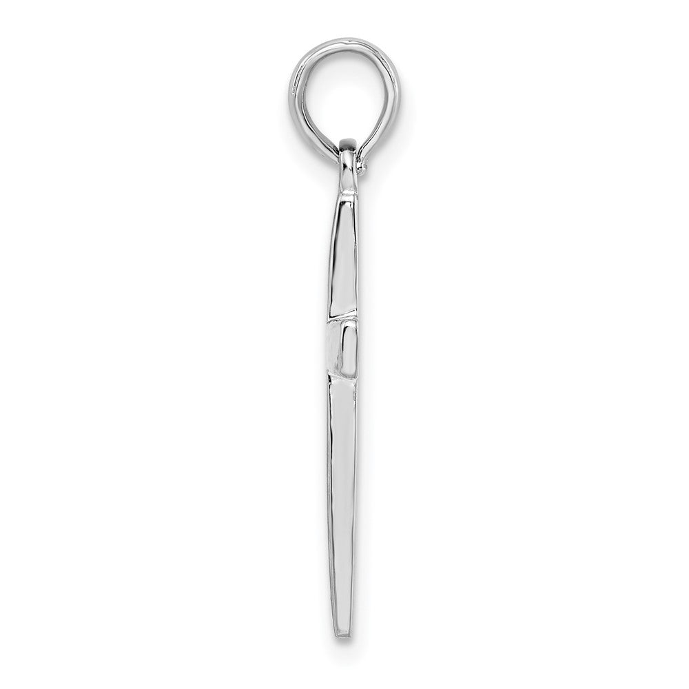 Sterling Silver Rhodium-plated Beveled Latin Cross Pendant