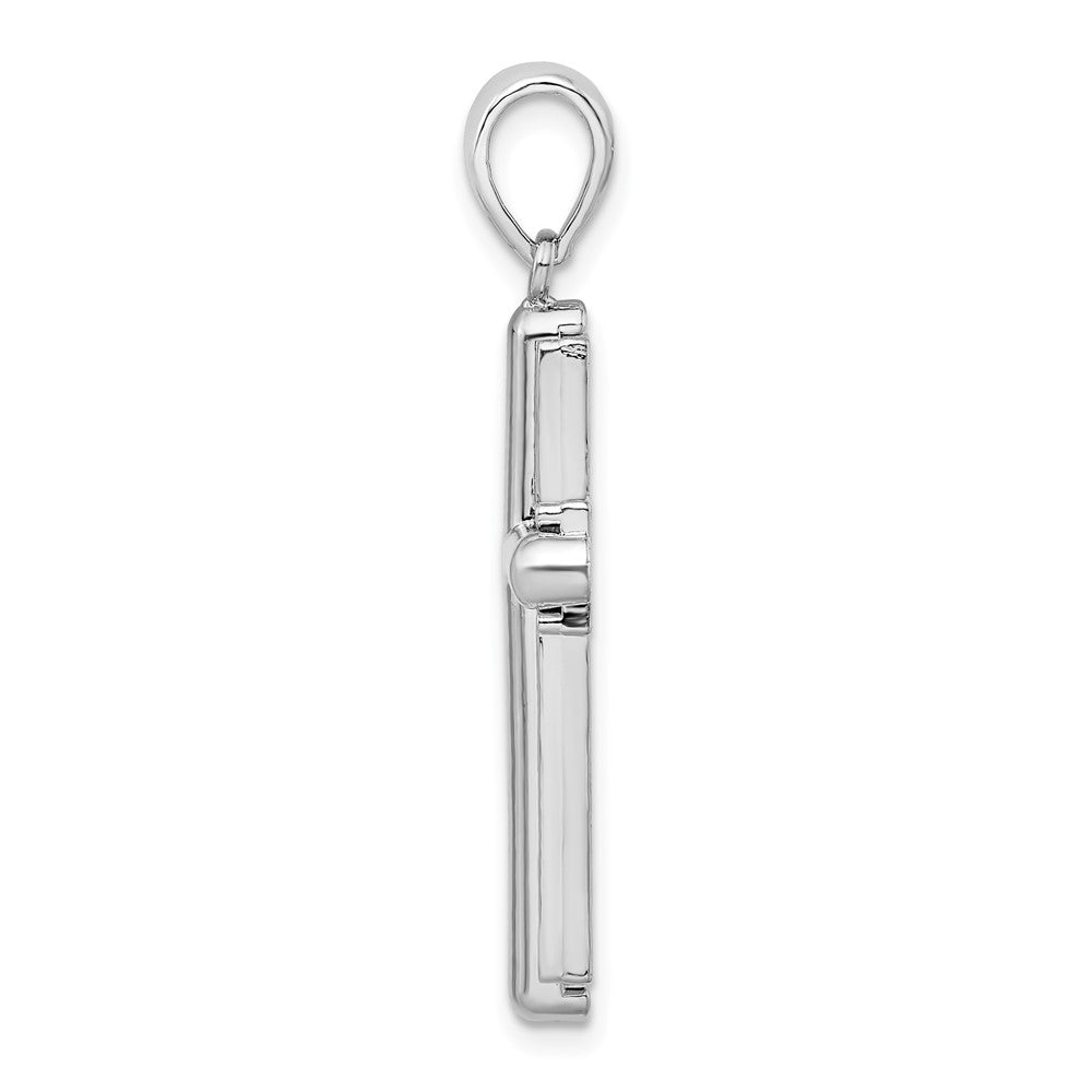 Sterling Silver Rounded Cross w/Frame Pendant
